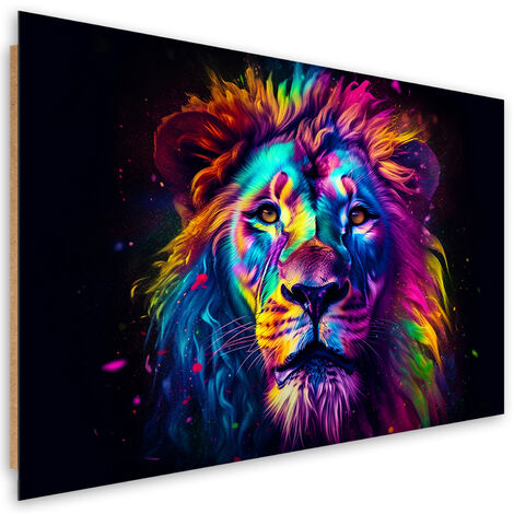 Deco panel print, Colour Neon Portrait Lion Ai - 90x60