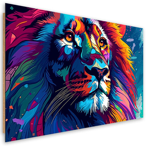 Deco panel print, Coloured Neon Lion Abstraction - 90x60