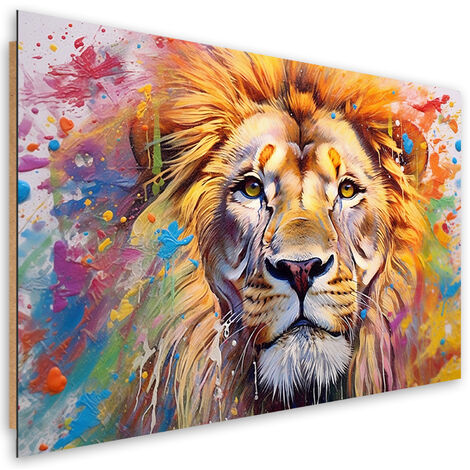 Deco panel print, Lion Abstraction Watercolour AI - 60x40