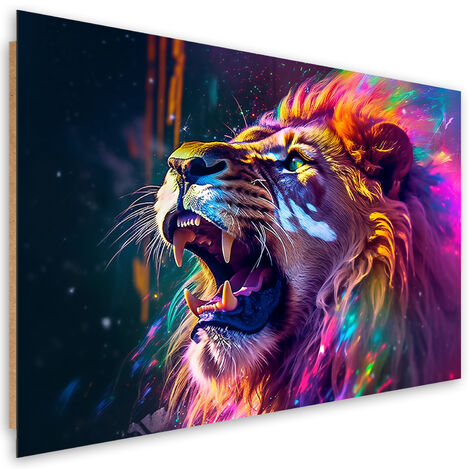 Deco panel print, Lion Roar Neon Abstraction - 100x70
