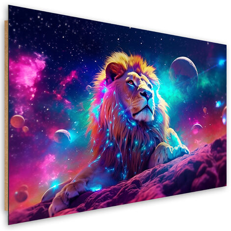 Deco panel print, Neon Lion Abstraction - 60x40