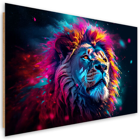 Deco panel print, Neon Lion Animal Africa - 100x70