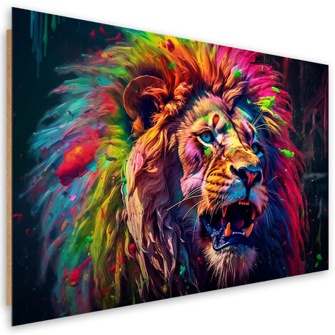 Deco panel print, Neon Lion Coloured - 120x80