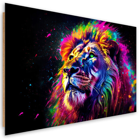 Deco panel print, Neon Lion Coloured - 120x80