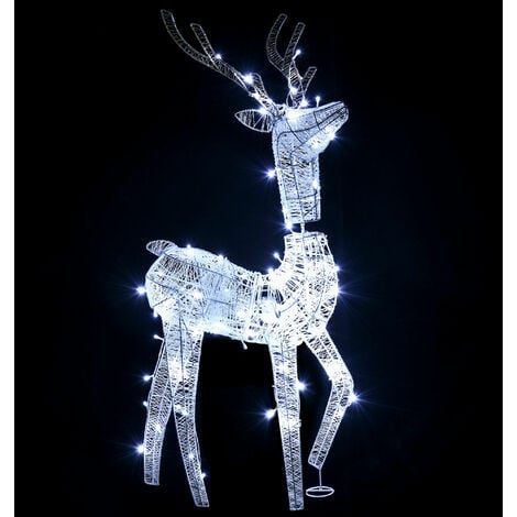 Déco renne de Noël lumineux - Silhouette renne lumineux - décoration LED extérieure de Noël - 92 LED blanc froid
