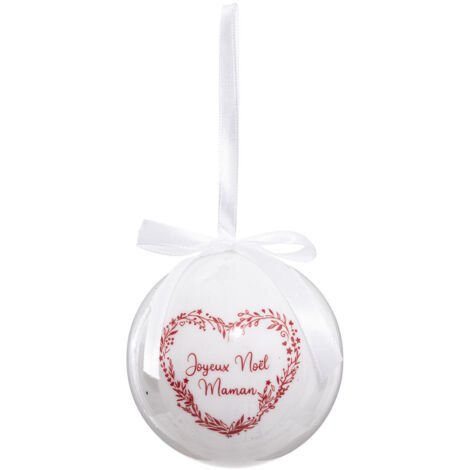 Déco Sapin Boule de Noël D 7.5 cm Blanc et Rouge - Feeric Christmas