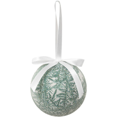 Déco Sapin Boule de Noël D 7.5 cm Blanc et Vert effet givré - Feeric Christmas