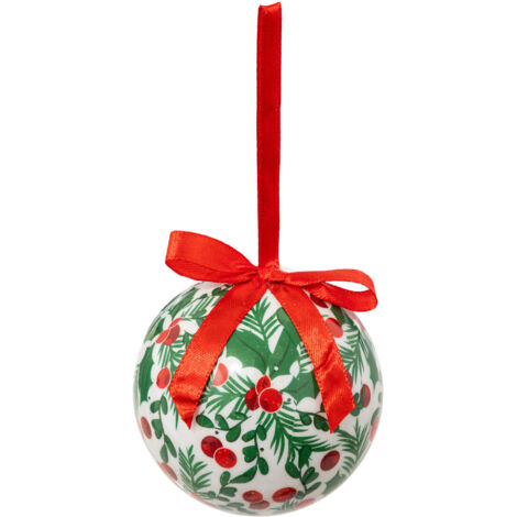 Déco Sapin Boule de Noël D 7.5 cm Houx et Baies - Feeric Christmas