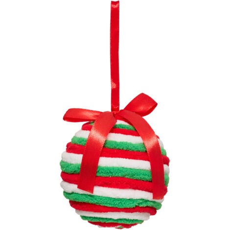 Déco Sapin Boule de Noël D 8 cm Doudou Rouge et Vert - Feeric Christmas