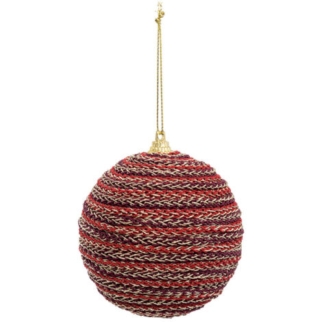Déco Sapin Boule de Noël D 8 cm effet tissé Rouge et Doré - Feeric Christmas