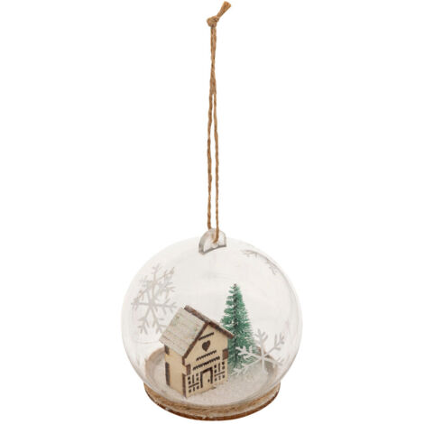 Déco Sapin Boule de Noël D 8 cm Maison et Arbre enneigé - Feeric Christmas