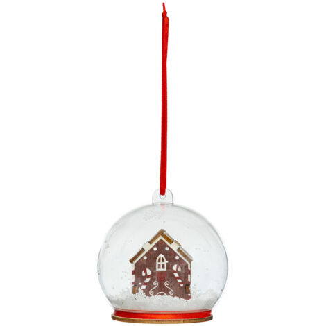 Déco Sapin Boule de Noël D 8 cm Maison et Billes de Neige - Feeric Christmas