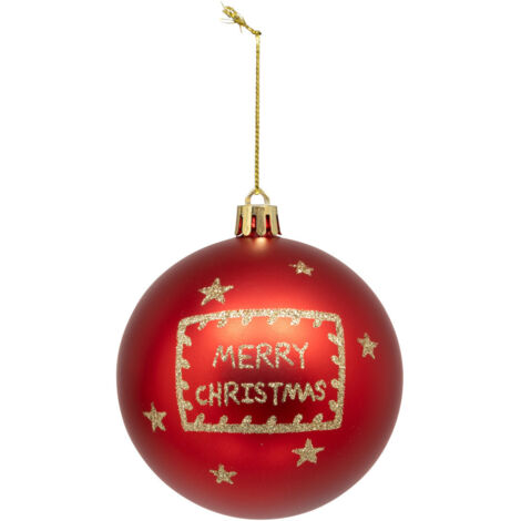 Déco Sapin Boule de Noël D 8 cm Rouge et Merry Christmas - Feeric Christmas