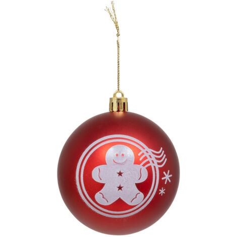 Déco Sapin Boule de Noël D 8 cm Rouge et Pain d'épice - Feeric Christmas