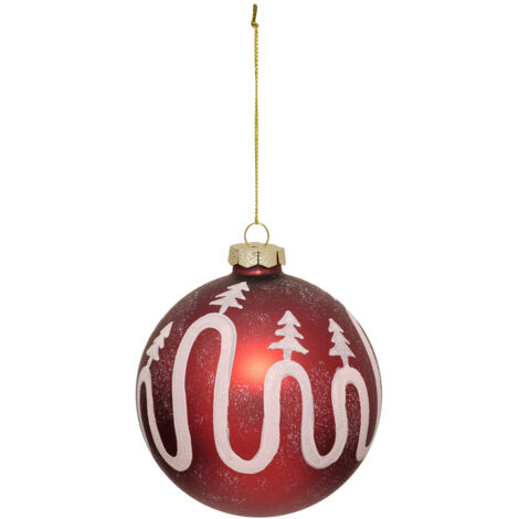 Déco Sapin Boule de Noël en Verre D 10 cm Rouge déco déco Blanc pailleté - Feeric Christmas