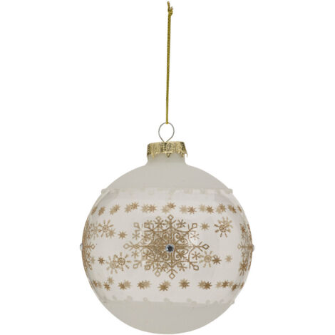 Déco Sapin Boule de Noël en Verre D 10 cm Transparent Flocon Doré pailleté - Feeric Christmas