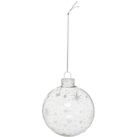 Déco Sapin Boule de Noël en Verre D 8 cm argent décor flocons - Feeric Christmas