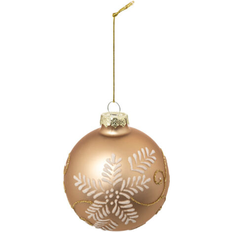 Déco Sapin Boule de Noël en Verre D 8 cm doré décor fleur et neige - Feeric Christmas