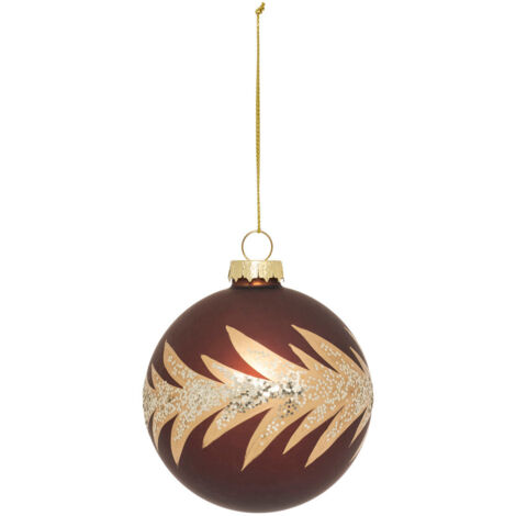 Déco Sapin Boule de Noël en Verre D 8 cm Marron déco couronne dorée - Feeric Christmas