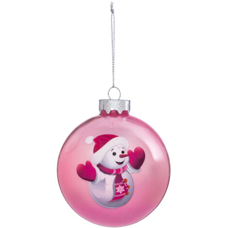 Déco Sapin Boule de Noël en Verre D 8 cm rose décor mon premier noël - Feeric Christmas