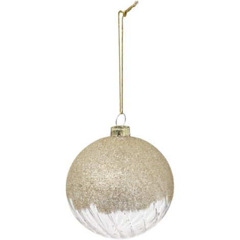 Déco Sapin Boule de Noël en Verre D 8 cm transparente et dorée - Feeric Christmas