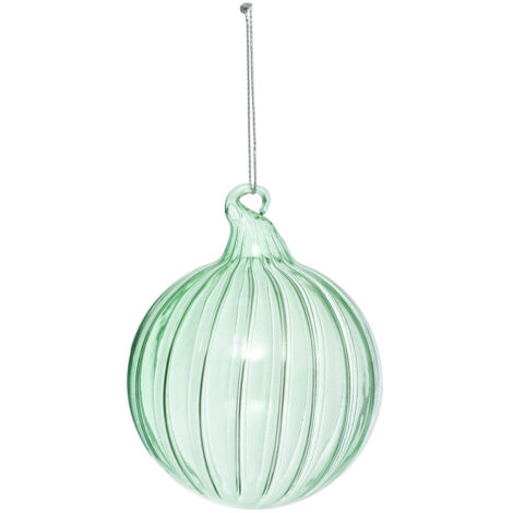Déco Sapin Boule de Noël en Verre D 8 cm vert strié - Feeric Christmas