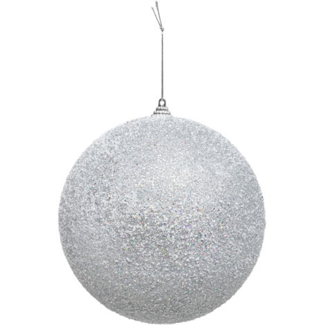 Déco Sapin Boule de Noël XL D 15 cm Argent irisé et enneigé - Feeric Christmas