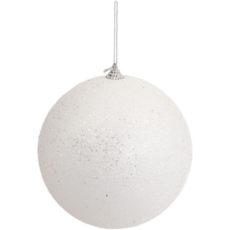 Déco Sapin Boule de Noël XL D 15 cm Blanc pailleté - Feeric Christmas