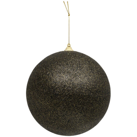Déco Sapin Boule de Noël XL D 15 cm Noir pailleté - Feeric Christmas