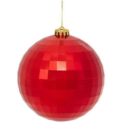 Déco Sapin Boule de Noël XL D 15 cm Rouge effet miroir - Feeric Christmas
