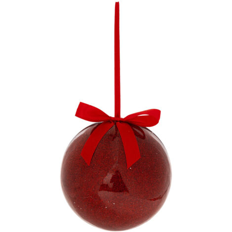 Déco Sapin Boule de Noël XL D 15 cm Rouge pailleté - Feeric Christmas