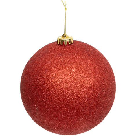 Déco Sapin Boule de Noël XL D 15 cm Rouge pailleté - Feeric Christmas