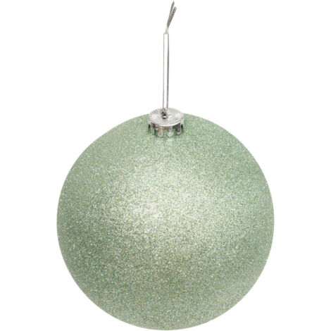 Déco Sapin Boule de Noël XL D 15 cm Vert amande pailleté - Feeric Christmas