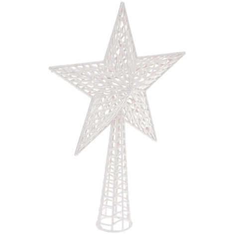 Déco Sapin de Noël Cimier Étoile Blanc pailleté - Feeric Christmas