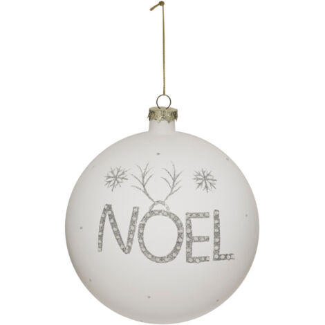Déco Sapin de Noël Maxi Boule en Verre D 15 cm Blanc déco NOËL pailleté - Feeric Christmas