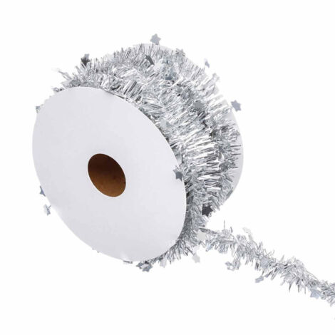 Deco sapin Guirlande en rouleau fines avec étoiles 3 m Argent - Feeric Christmas
