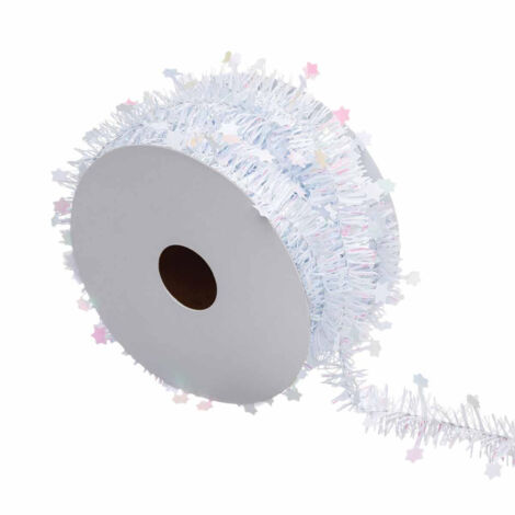 Deco sapin Guirlande en rouleau fines avec étoiles 3 m Blanc - Feeric Christmas