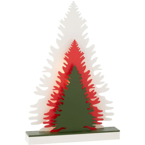 Déco Sapins à LED en Bois "Hiver" 44cm Multicolore
