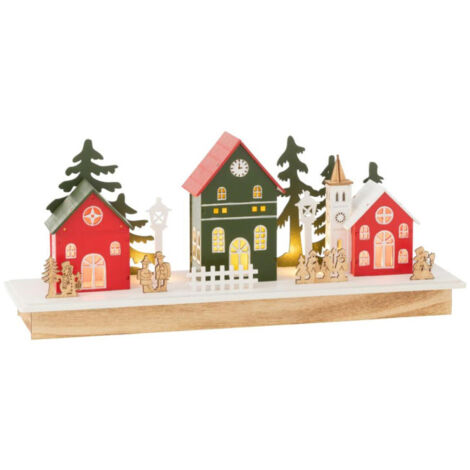 Déco Village à LED en Bois "Hiver" 44cm Multicolore