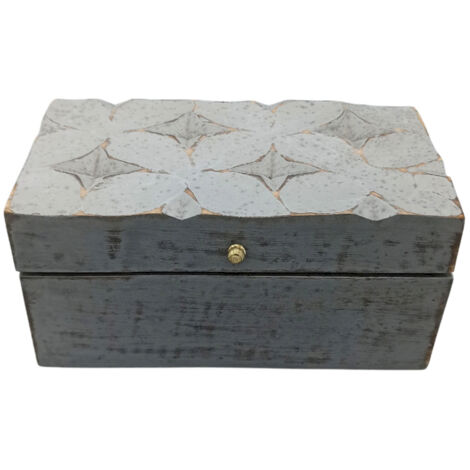 Déco Vintage - Boîte Multi Usages - 22x12x10cm - Étoile Grise- Vendu par 1