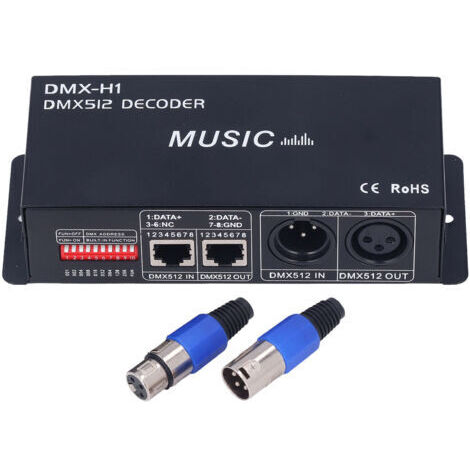 Décodeur DMX 3 Canaux 12V-24V, Décodeur RVB DMX, LED Décodeur DMX pour Maison, Bars, Hôtels, Bar Sobre(8A dans chaque sens)