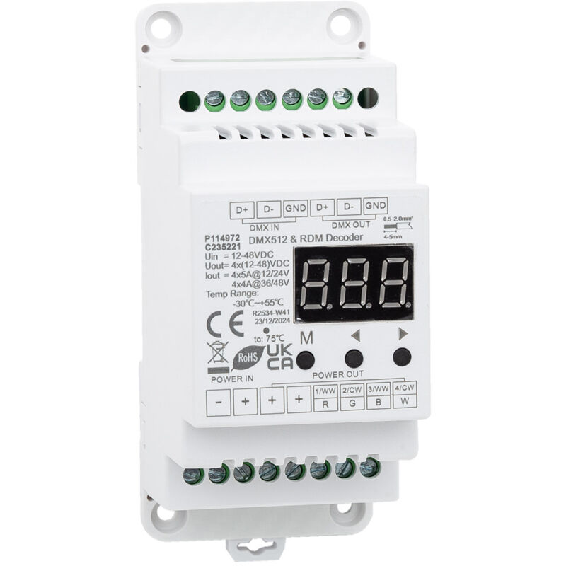 Efectoled - Décodeur DMX512 & rdm 12-24V dc cct/rgb/rgbw Rail din 4 Canaux rgbw