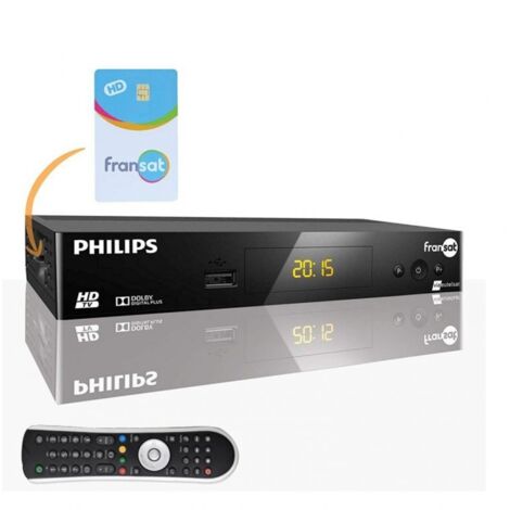 Décodeur satellite HD - Philips - DSR3031F - Compatible Fransat - Enregistrement sur disque dur - Noir