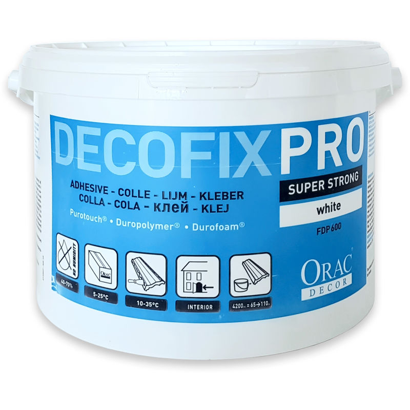 DecoFix PRO Installation adhesive 6.4 kg water-based acrylic Decor FDP600 glue for mouldings profiles cornices - Orac