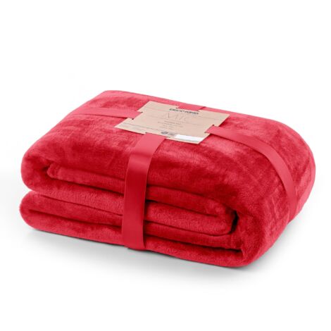 DecoKing Coperta in Pile 220 x 240 cm Super Morbida Calda e Leggera Plaid Mic Rosso