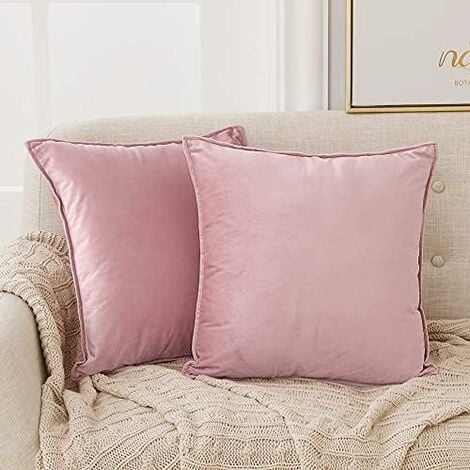 Set di 2 federe cuscini divano 60 x 60 cm acciaio quadrato - in tessuto  velour con