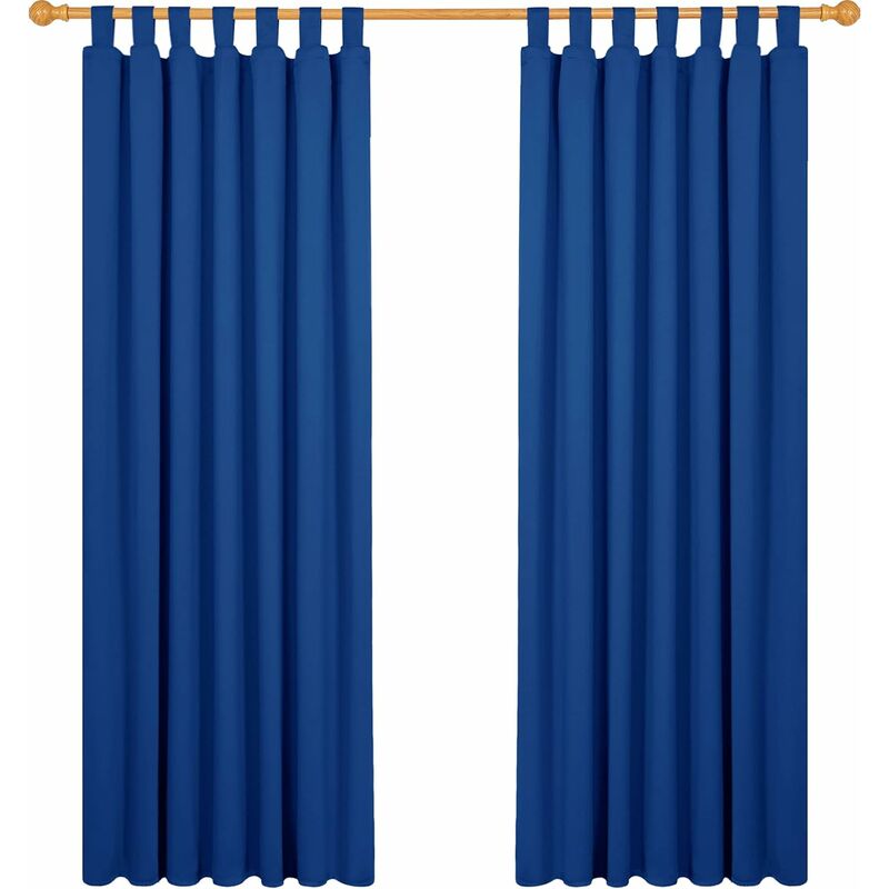 Deconovo - Lot de 2 Rideaux Occultant Isolant Thermiques Salon à Pattes, Taille Moyenne, 140x175 cm, Bleu Roi - Bleu Roi