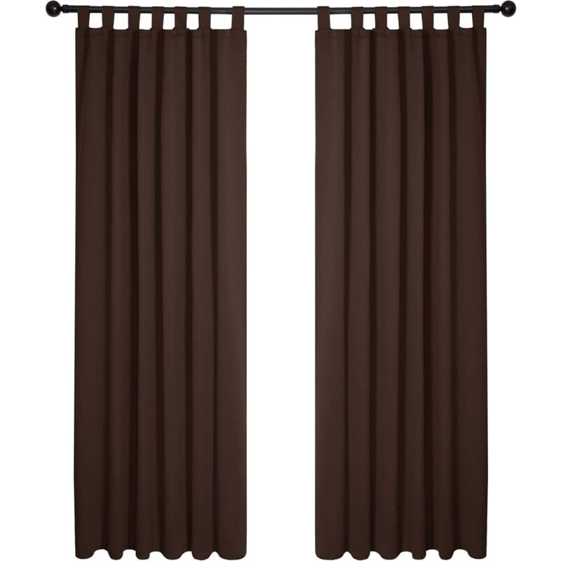 Deconovo - Lot de 2 Rideaux Occultant Isolant Thermiques Salon à Pattes, Taille Moyenne, 140x200 cm, Chocolat - Chocolat