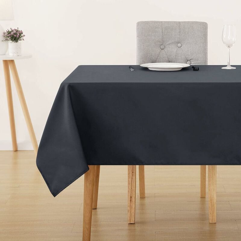 lot de 1 nappe de table rectangulaire imperméable, 130x280 cm, gris foncé - gris foncé - deconovo