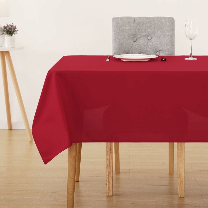 lot de 1 nappe de table rectangulaire imperméable, 130x130 cm, rouge - rouge - deconovo